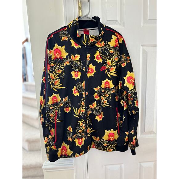 Nike Black N98 Floral Tribute Soccer Khokhloma Russian Brazil Zip Up Jacket - Picture 2 of 6